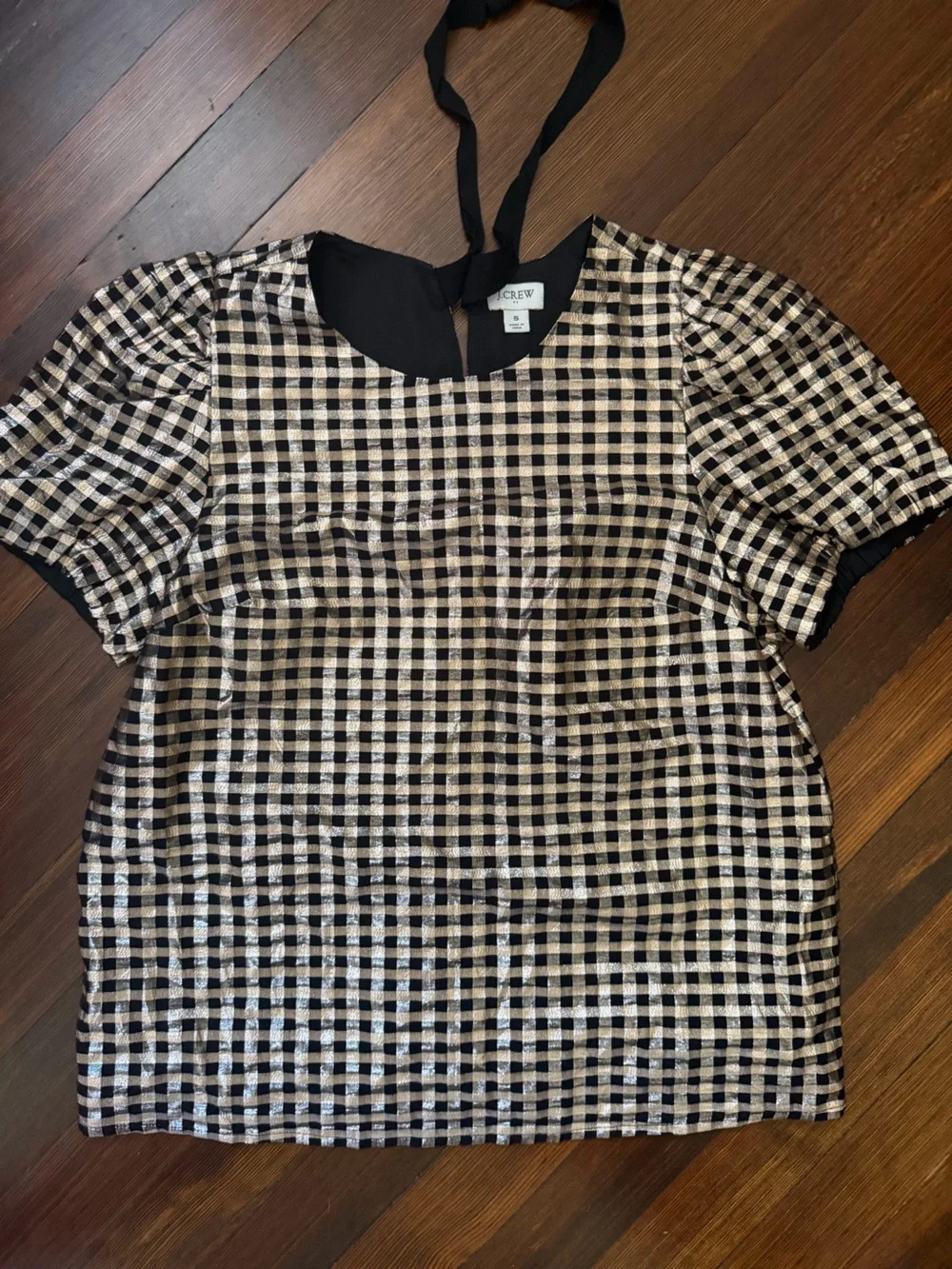 J.Crew Lurex® Metallic threads puff-sleeve top